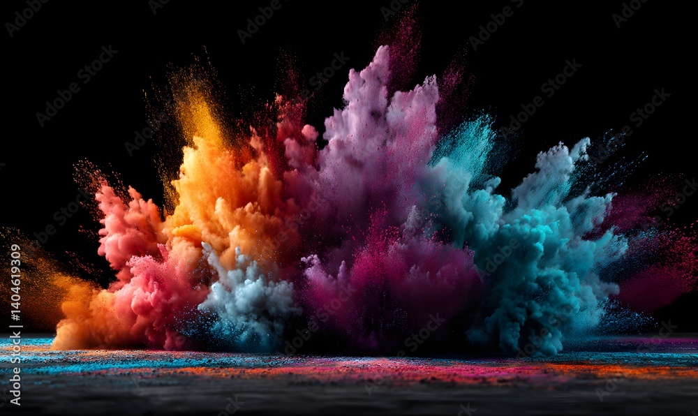 Fototapeta premium Vibrant Color Explosion Abstract Background Design Colorful Powder Burst Dynamic Energy Artistic Multicolored Paint Splash Creative Photography 