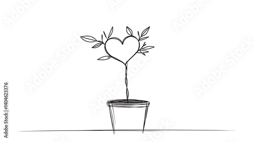 A plant with a heart drawn on it. Generated using AI.