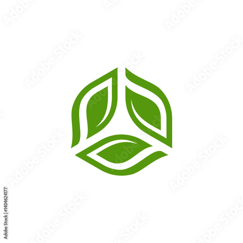 hexagon recycle leaf logo icon design, green leaf arrow rotation, sigh ecology