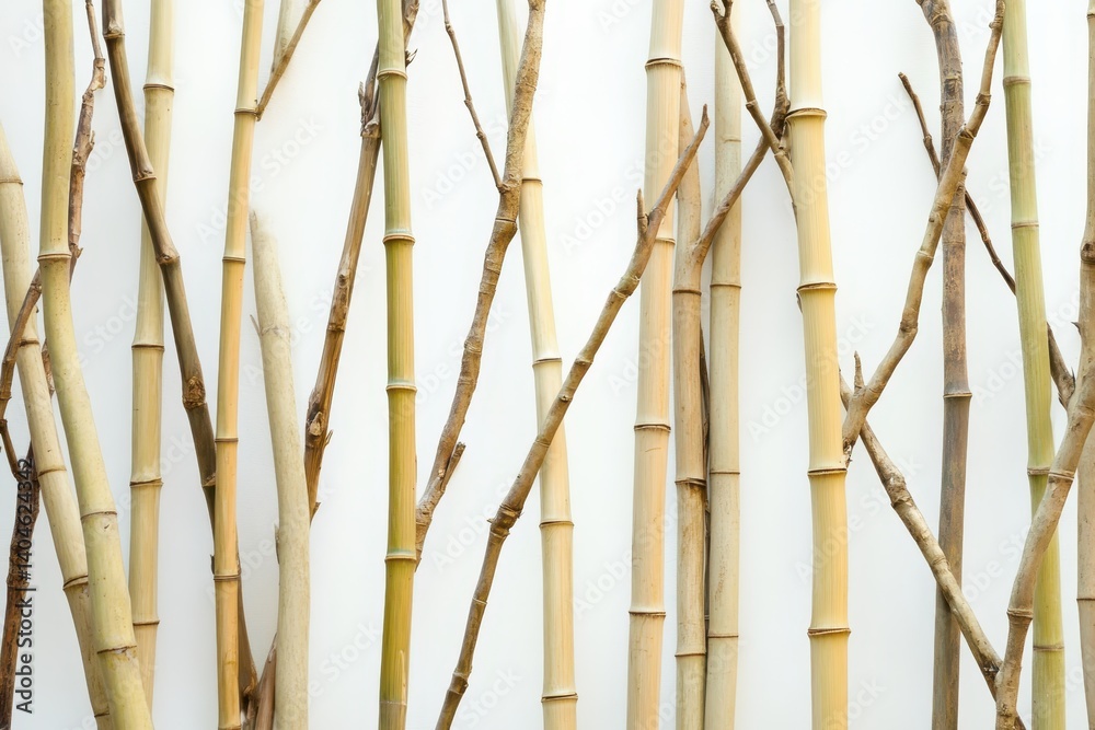 Branches of bamboo isolated white background