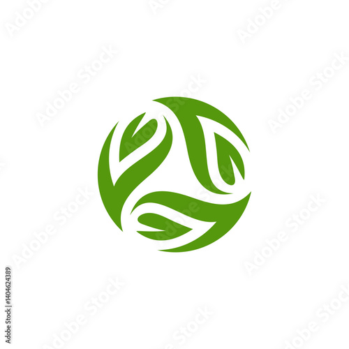 circle leaf. recycle logo icon design, green leaf arrow rotation, sigh ecology