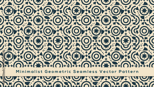 Minimalist Geometric Seamless Vector Pattern with Abstract Shapes for Modern Background Design