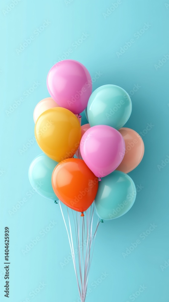 Bunch of Colorful Balloons Against a Solid Background