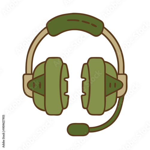 Tactical headset in green color with microphone, designed for clear communication and noise protection