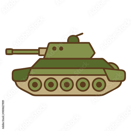 Tank illustration in a simple style with green colors  