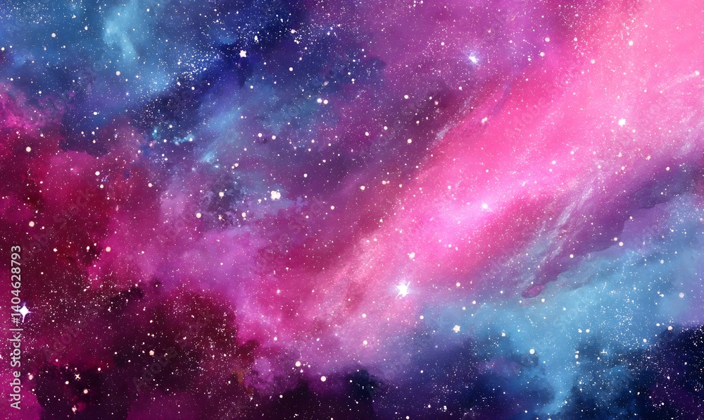 Naklejka premium Pink and Blue Nebula Space Background