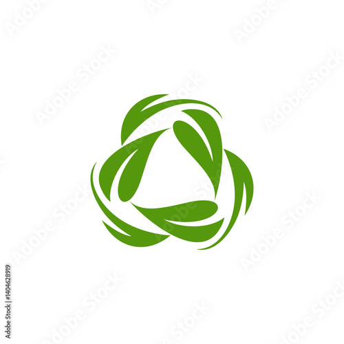 triangle recycle leaf logo icon design, abstract green leaf arrow rotation, sigh ecology