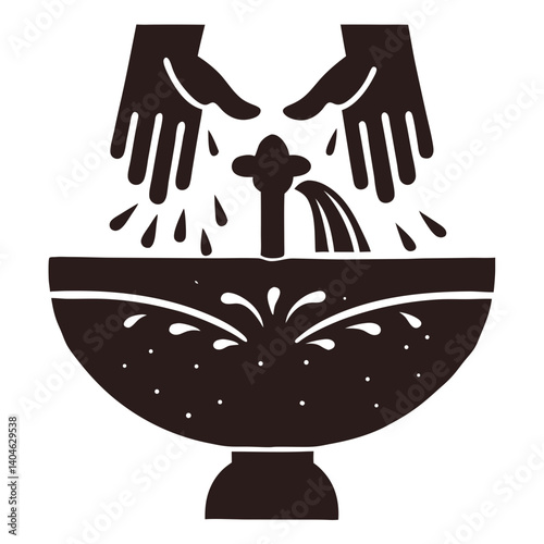 Hands Washing in Basin Icon Vector Illustration