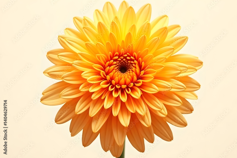 Chrysanthemum bloom in golden hues, rich petal texture, no background