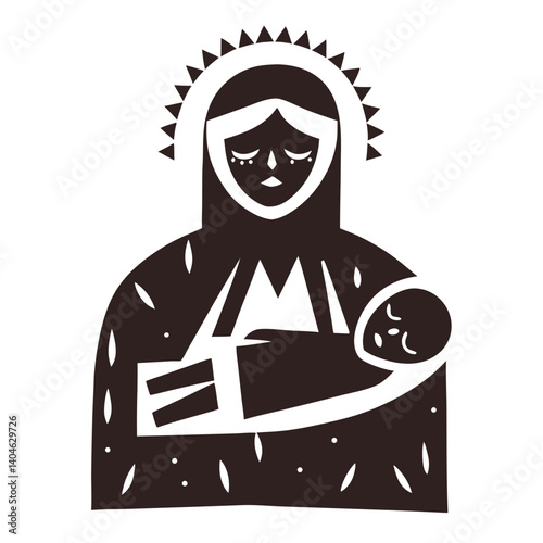 Stylized Pieta Icon: Mary Holding Jesus