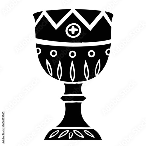 Ornate Chalice Icon, Holy Grail, Vector Illustration