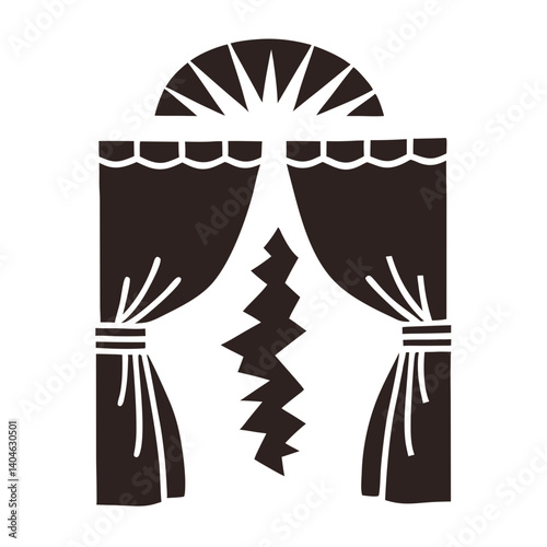 Torn Temple Veil Icon Dramatic Curtain