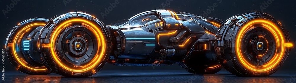 Futuristic Vehicle Night Scene Futuristic Vehicle Night Scene