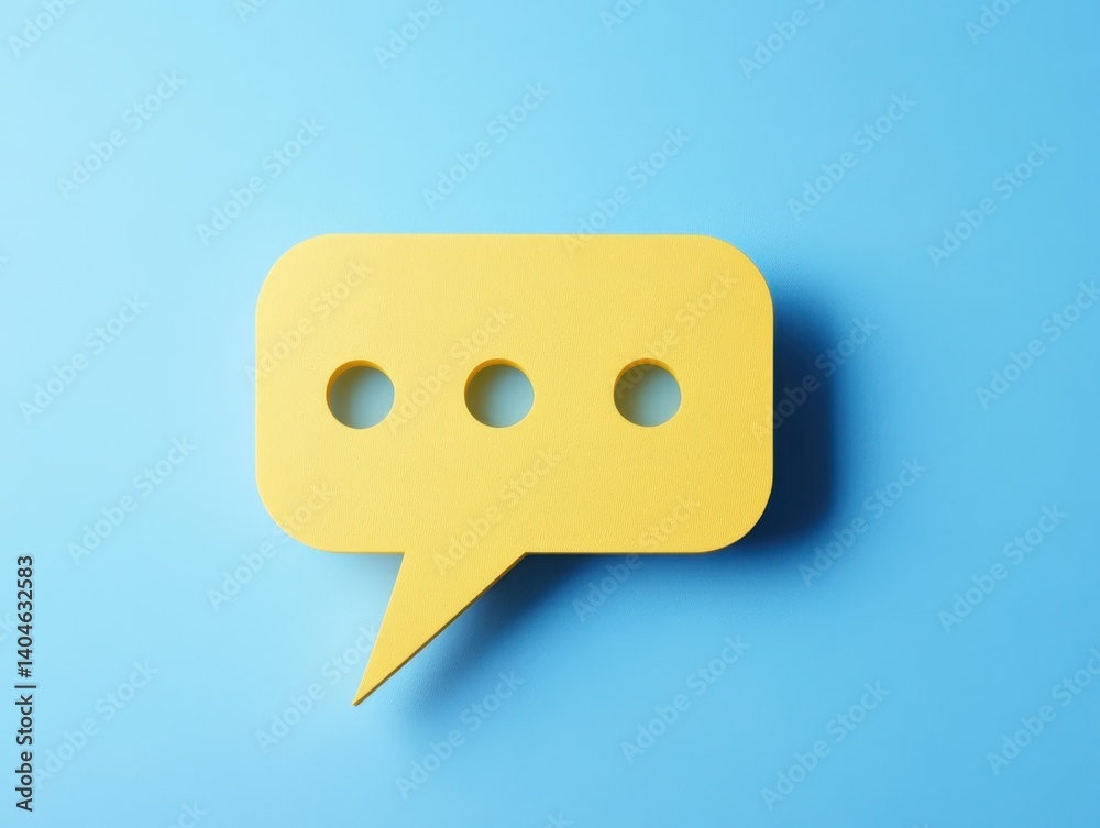 Yellow Speech Bubble 3D Render, Minimalist Communication Concept - Chat Icon Design, Digital Communication, Online Messaging Yellow Speech Bubble 3D Render, Minimalist Communication Concept - Chat Icon Design, Digital Communication, Online Messaging