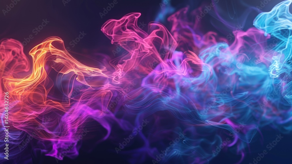 D illustration Abstract digital neon graphic smoke light background. Generate AI image D illustration Abstract digital neon graphic smoke light background. Generate AI image
