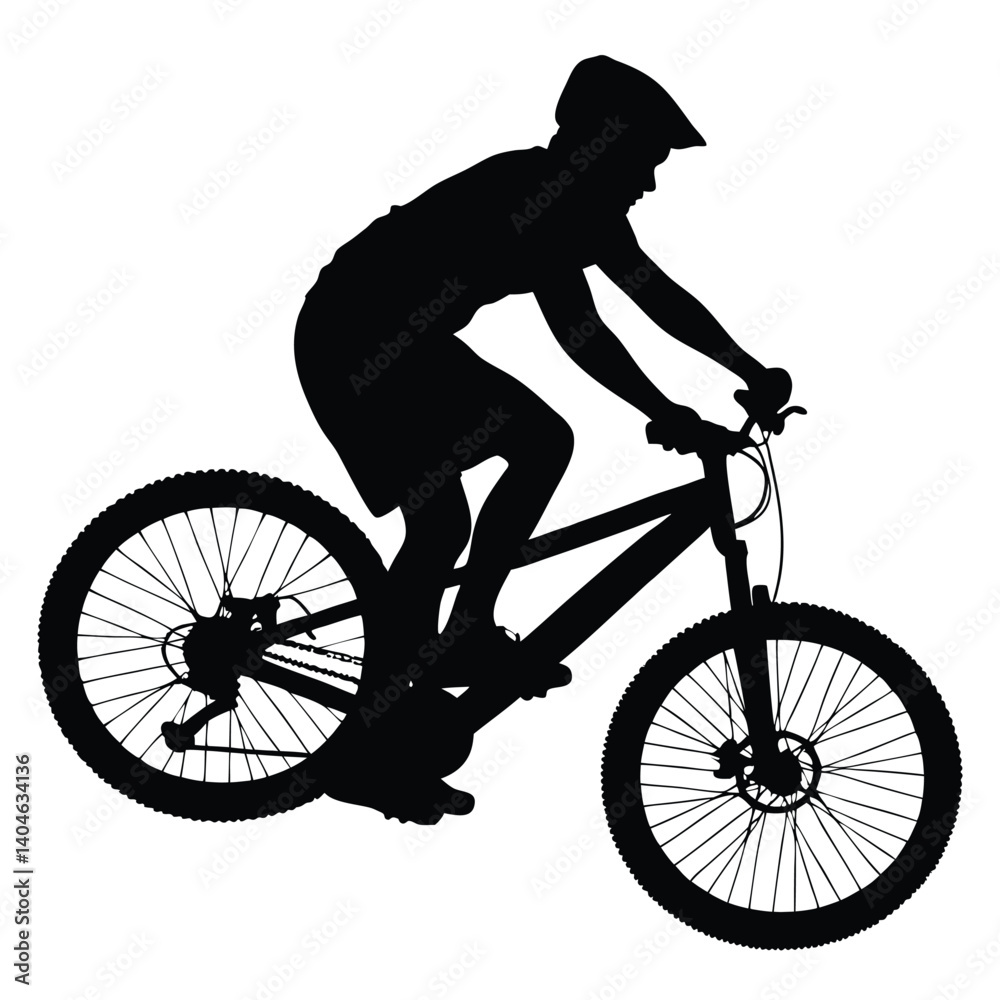 Fototapeta premium Silhouette of Person Riding Bike, Transparent Background Design for Creative Projects