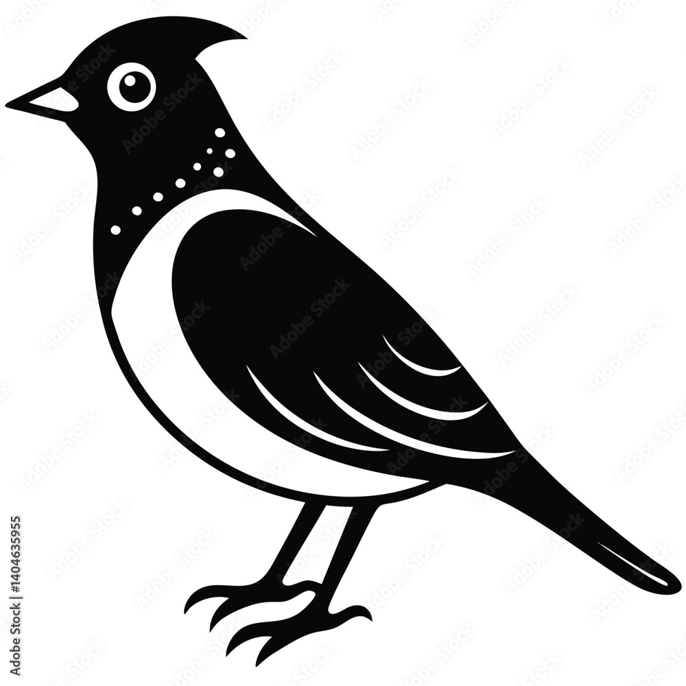 Obraz premium Bohemian waxwing vector silhouette single collection