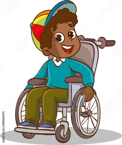 cartoon vector illustration kid in wheelchair