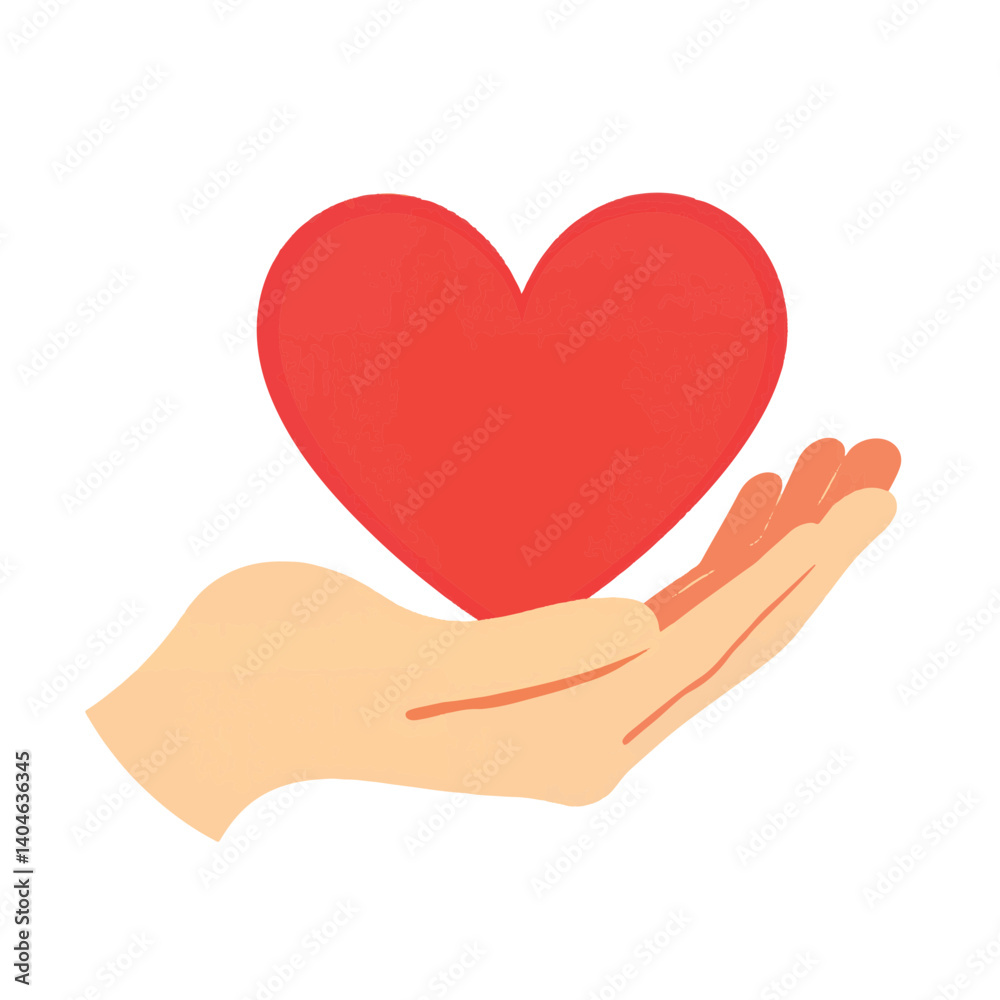 Heart held gently in open hand, symbolizing warmth and care Heart held gently in open hand, symbolizing warmth and care