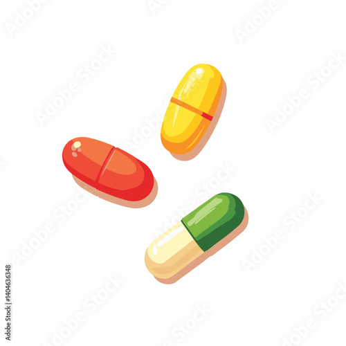 Colorful vitamin capsules on clean background, health and wellness