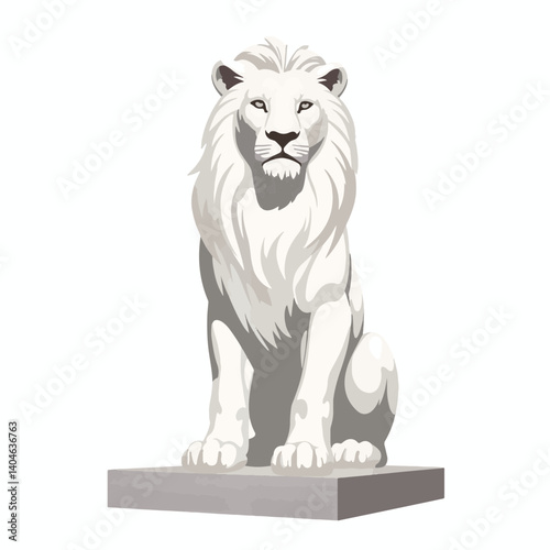 Majestic lion statue exhibiting calm vigilance, minimalist design