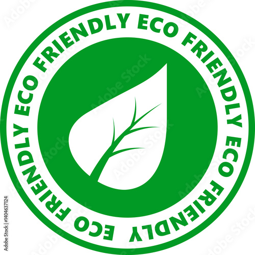 Obraz na płótnie Eco friendly stamp isolated on white, transparent. Round green color icon. w salonie