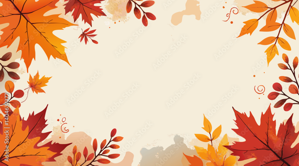 Thanksgiving watercolor background in warm autumn hues, cozy festive atmosphere with copy space Thanksgiving watercolor background in warm autumn hues, cozy festive atmosphere with copy space