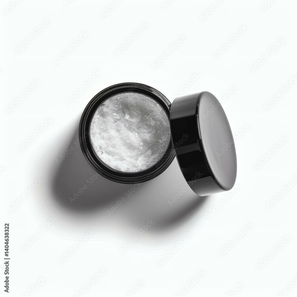 Jar of Nail Polish Remover with Foam Insert and Sleek Black Lid on a White Surface Jar of Nail Polish Remover with Foam Insert and Sleek Black Lid on a White Surface