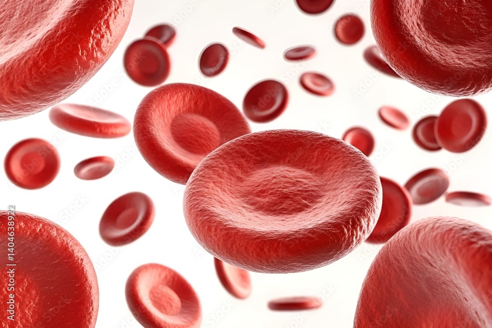 Fototapeta premium 3D Rendering of Red Blood Cells Floating on White Background