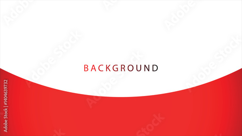 A clean and modern abstract background featuring a smooth, vibrant red curved shape transitioning to a white area with the word 
