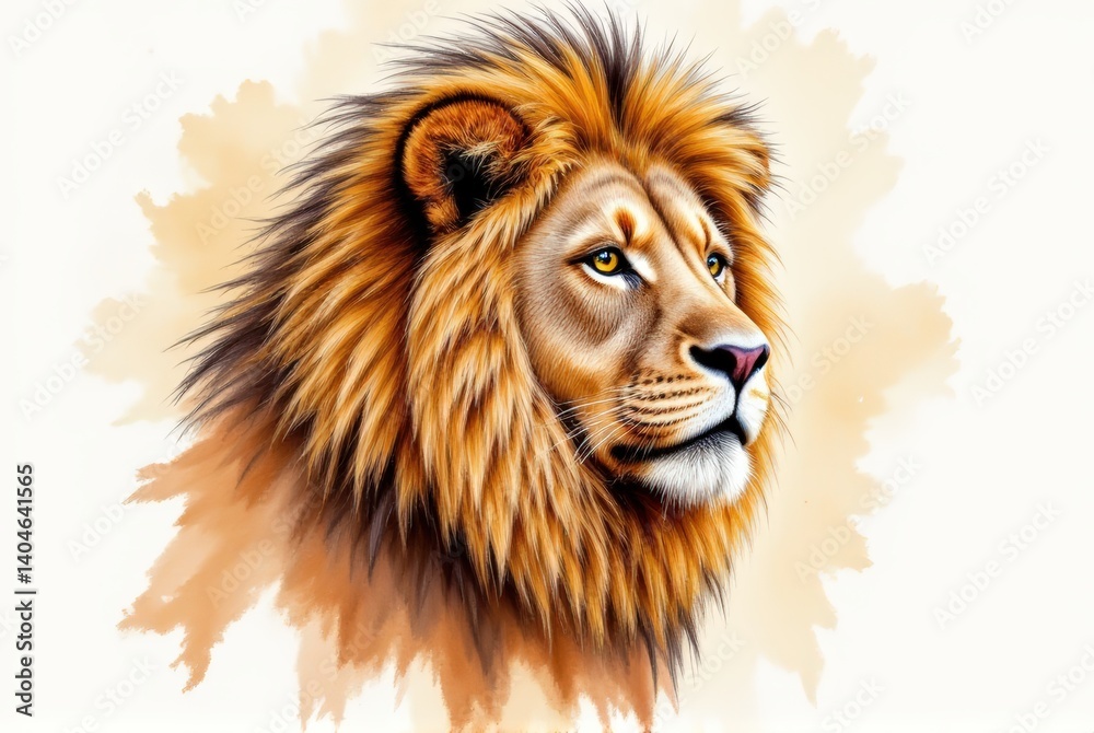 Obraz premium Majestic lion portrait digital art wildlife artistic environment close-up symbol of strength and courage