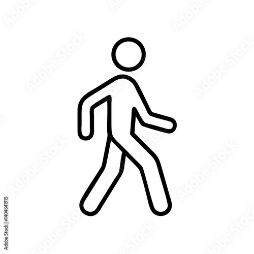 pedestrian zone icon in minimalist style, black outline, transparent background