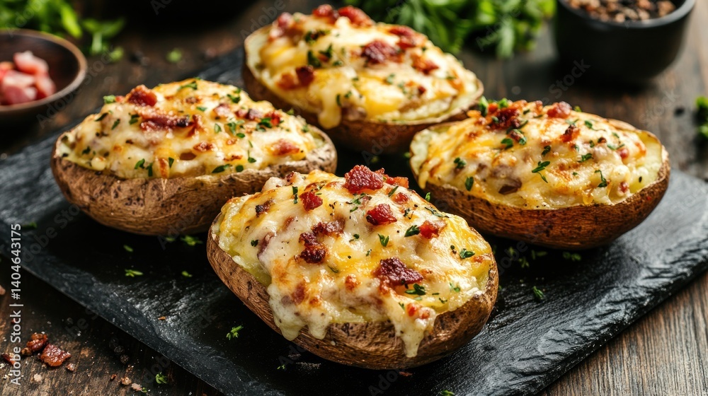 Baked Potato with Cheese, Bacon, and Parsley Baked Potato with Cheese, Bacon, and Parsley