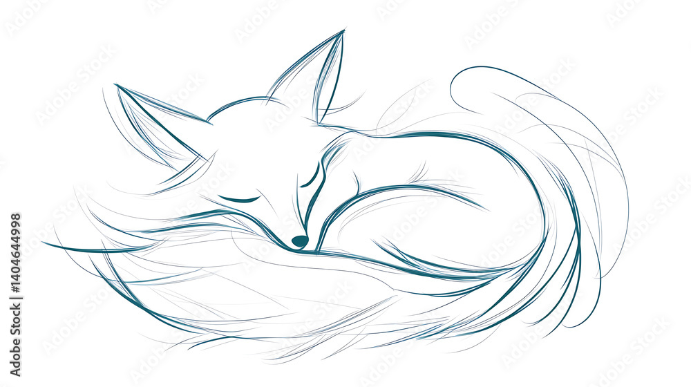 Obraz premium A fox is sleeping on a bed. Generated using AI.