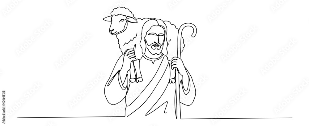 good shepherd carrying sheep monochromatic line drawing with a clean aesthetic good shepherd carrying sheep monochromatic line drawing with a clean aesthetic