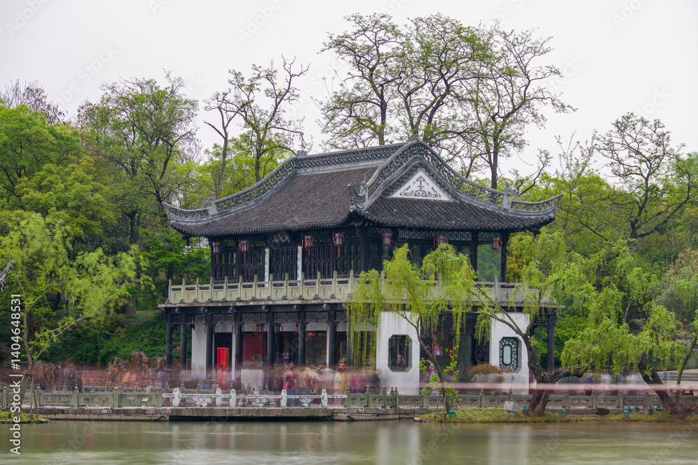 The pavilions and terraces in the Slender West Lake Scenic Area of Yangzhou City, Jiangsu Province, China The pavilions and terraces in the Slender West Lake Scenic Area of Yangzhou City, Jiangsu Province, China