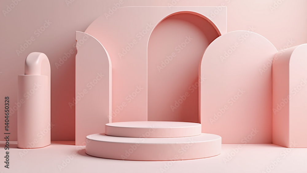 abstract geometric shape pastel color scene minimal, design for cosmetic or product display podium 3d render. abstract geometric shape pastel color scene minimal, design for cosmetic or product display podium 3d render.