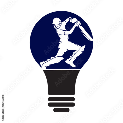 Cricket player with cover drive logo design icon vector illustration.
