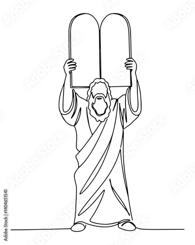 moses holding tablets of commandments minimalist contour drawing