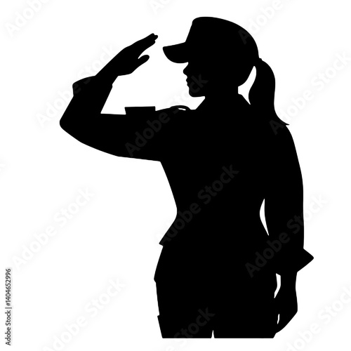 Vector de mujer militar – ilustración de silueta femenina armada