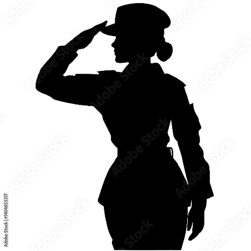 Vector de mujer militar – ilustración de silueta femenina armada