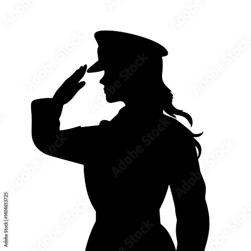女性兵士のシルエット