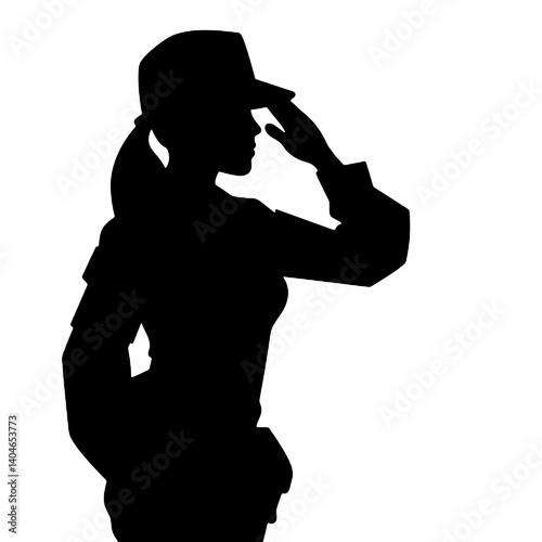 女性兵士のシルエット