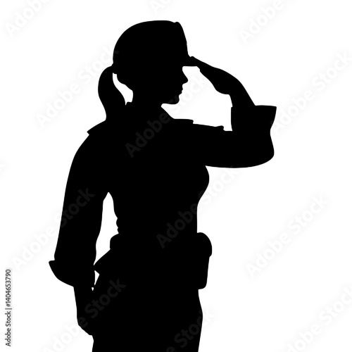 女性兵士のシルエット