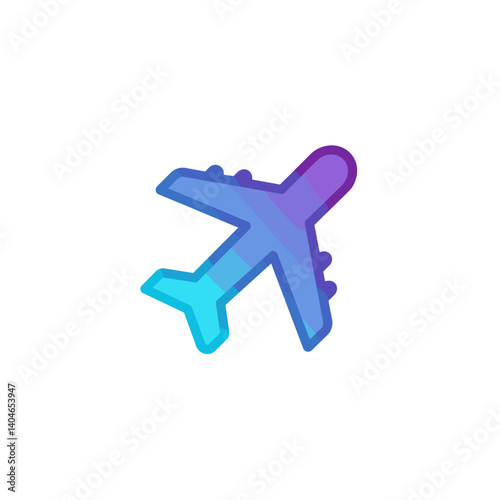 Airplane graphic in gradient colors for travel design  