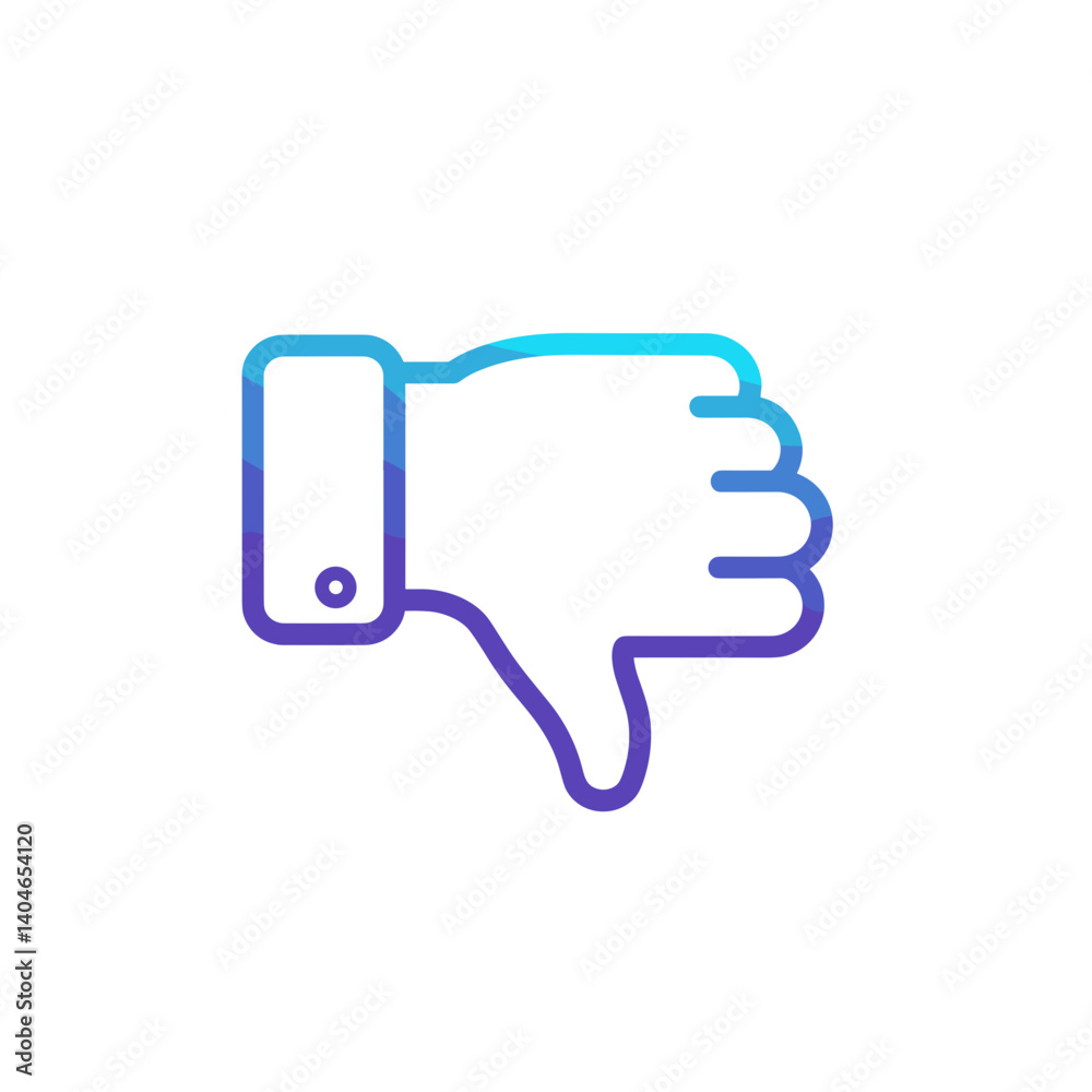 Thumbs down gesture in modern outline style with gradient colors Thumbs down gesture in modern outline style with gradient colors