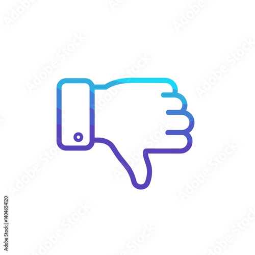 Thumbs down gesture in modern outline style with gradient colors  