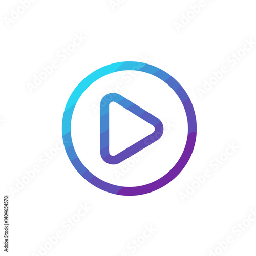 Play Button Icon in Gradient Colors for Multimedia Applications  