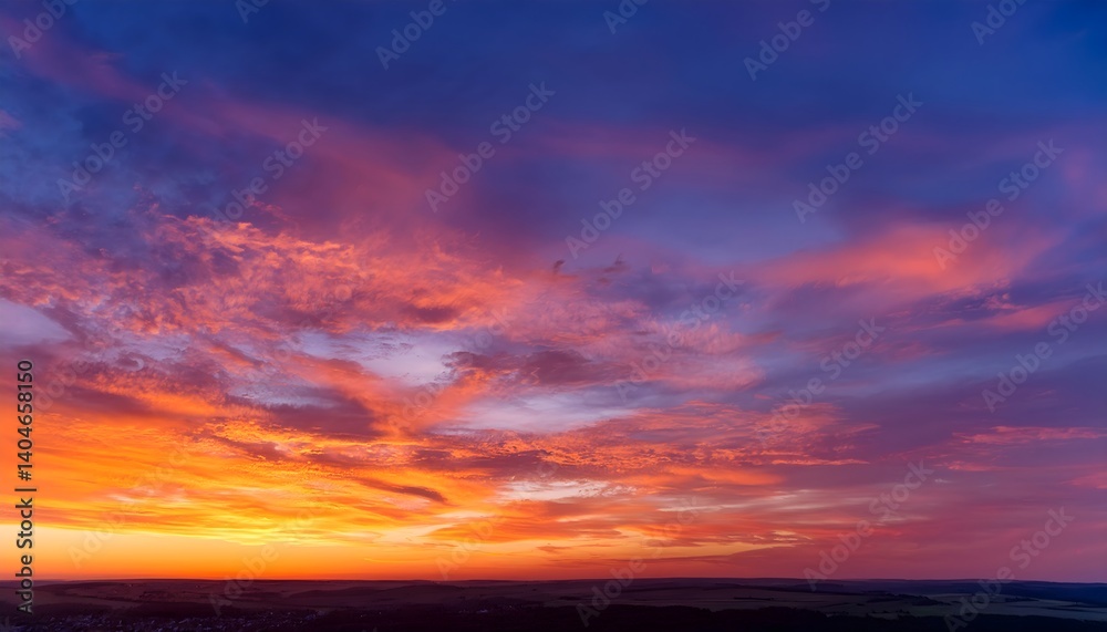 A breathtaking sunset sky with a vibrant gradient of colors, transitioning from deep purple to fiery orange and soft pink. A breathtaking sunset sky with a vibrant gradient of colors, transitioning from deep purple to fiery orange and soft pink.