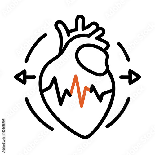Human Heart Heartbeat Circulation Icon Set – Health, Medical, and Cardiovascular Symbols for Wellness and Care